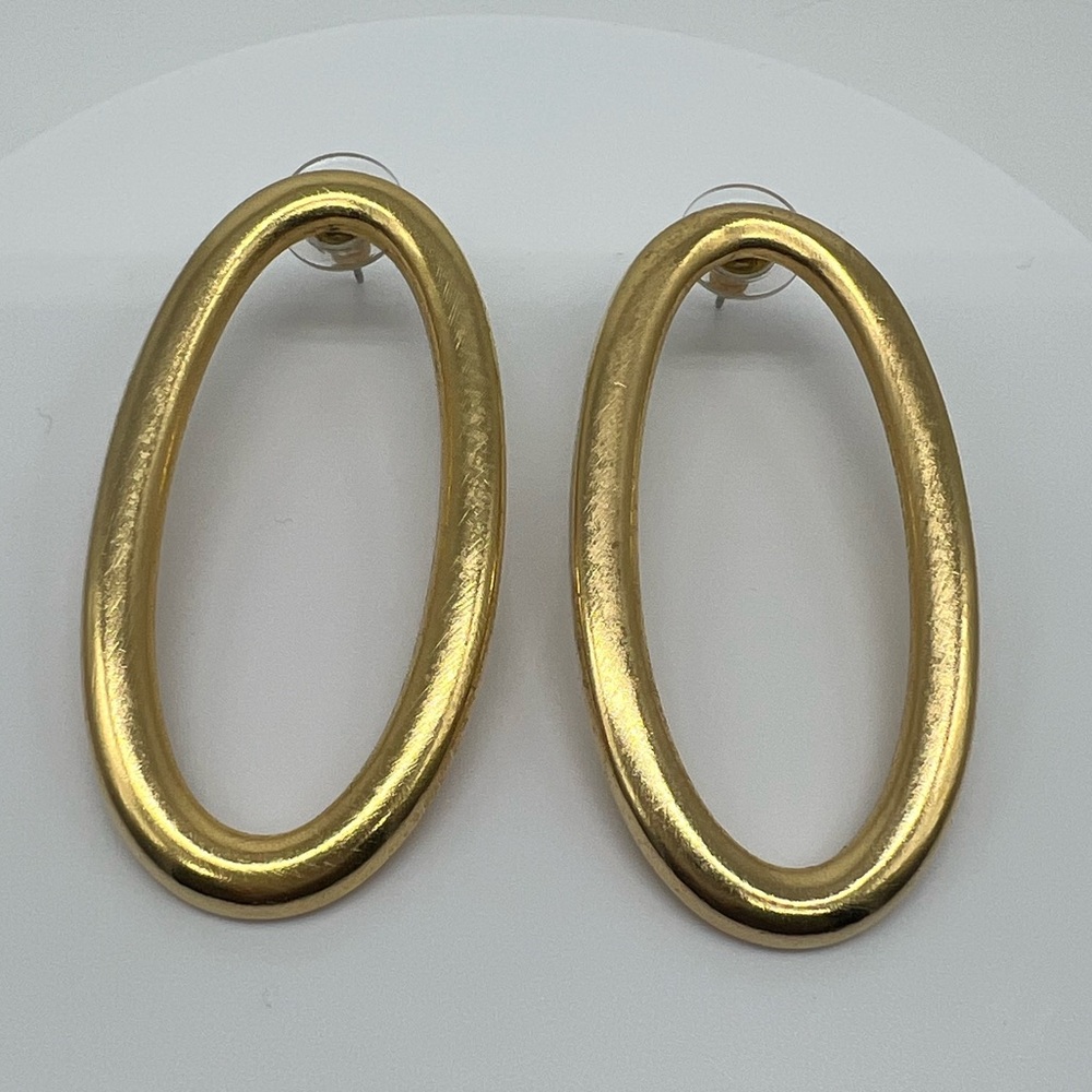 BEN-AMUN 24K Gold Plated Oval Hoop Earrings